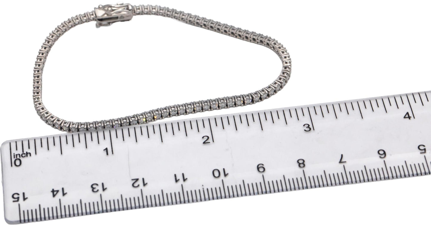 14k White Gold VS Round Diamond Tennis Bracelet 2.10CT