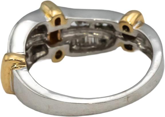 14k White & Yellow Gold Round & Baguette Cut Diamond Ring 0.50CT Size 7