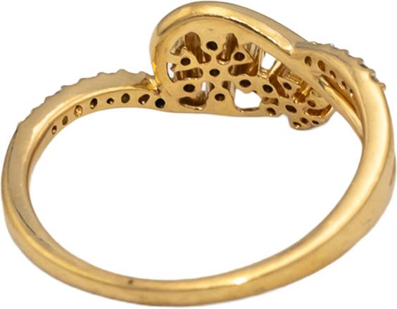 18k Yellow Gold VS Round Diamond Swirl Flower Ring 0.19CT Size 6.5