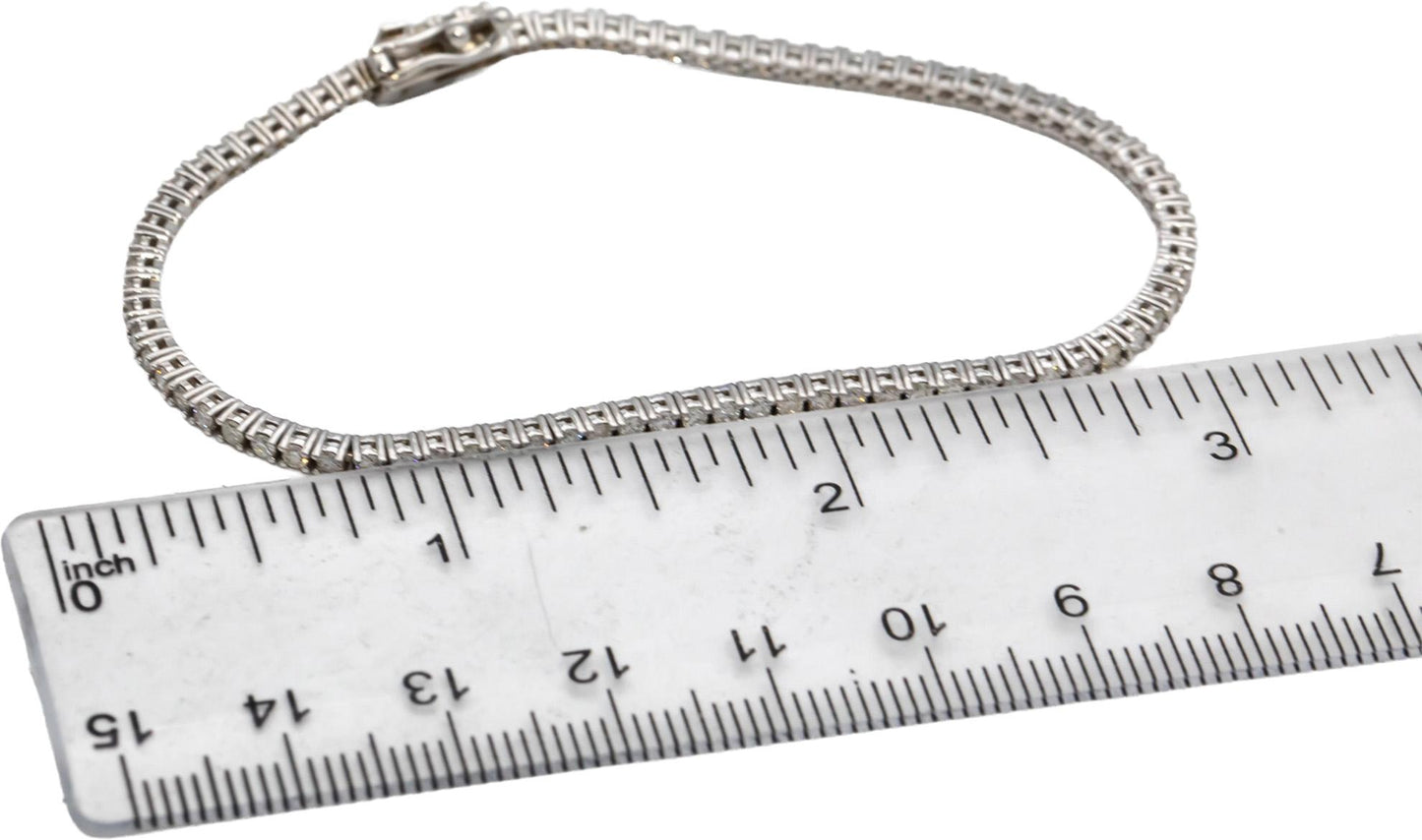 14k White Gold Round Diamond Tennis Bracelet 1.90CT