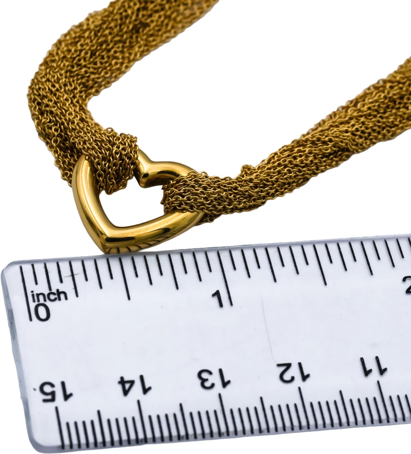 TIFFANY & CO. 18k Yellow Gold Multistrand Heart Necklace w/ Toggle Clasp