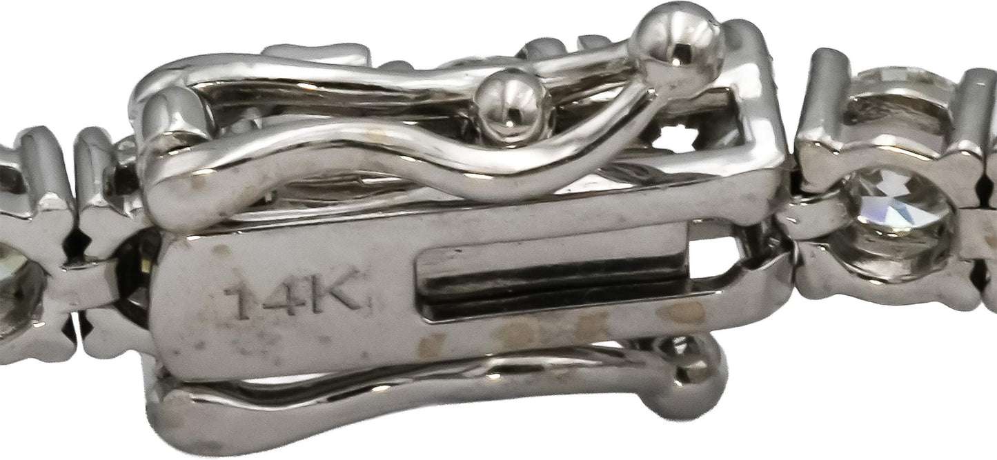 14k White Gold VS Round Diamond Tennis Bracelet 7.31CT