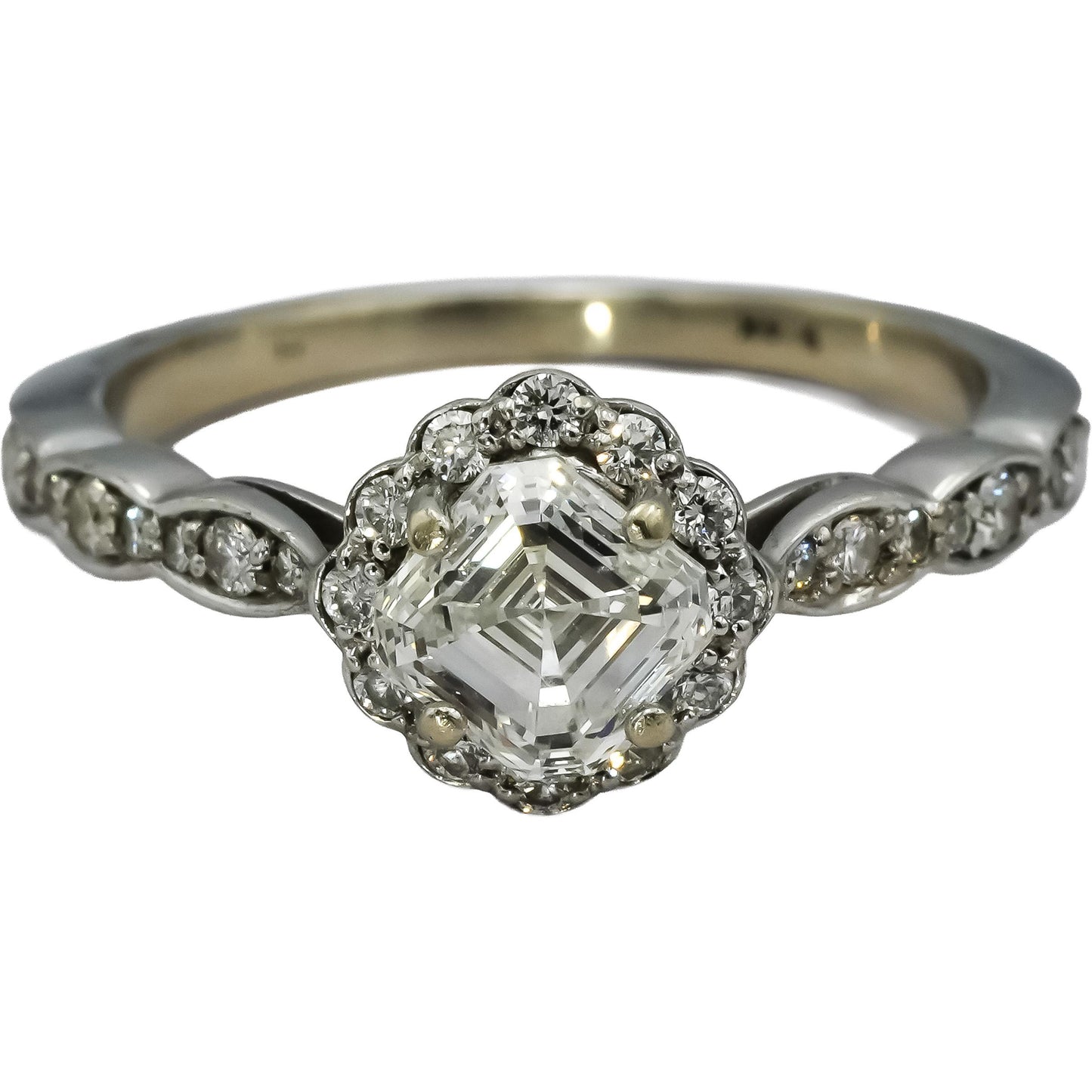 GIA 14k White Gold VVS2/G Square Emerald Cut Diamond Ring 1.05CT w/0.90CT Center