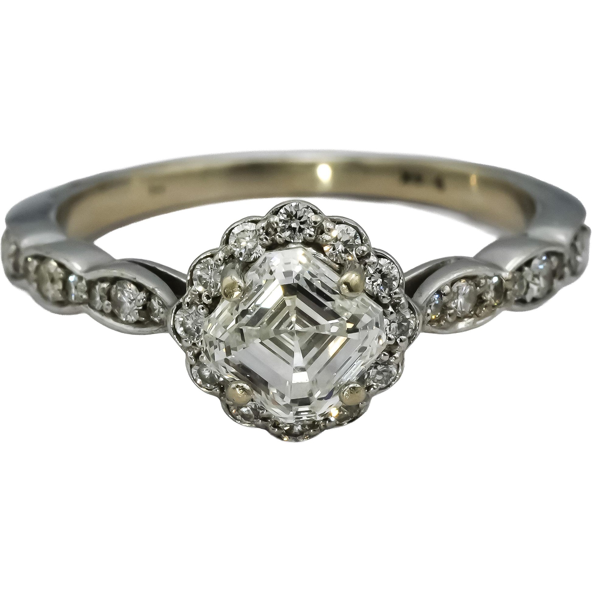 GIA 14k White Gold VVS2/G Square Emerald Cut Diamond Ring 1.05CT w/0.90CT Center