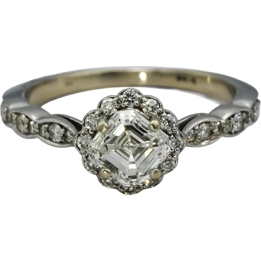 GIA 14k White Gold VVS2/G Square Emerald Cut Diamond Ring 1.05CT w/0.90CT Center
