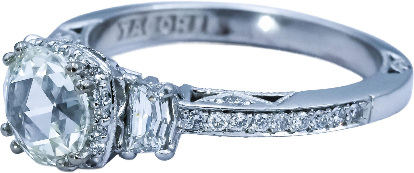 GIA Cert. TACORI 18k White Gold Diamond Engagement Ring 1.46CT w/ 1.01CT Center