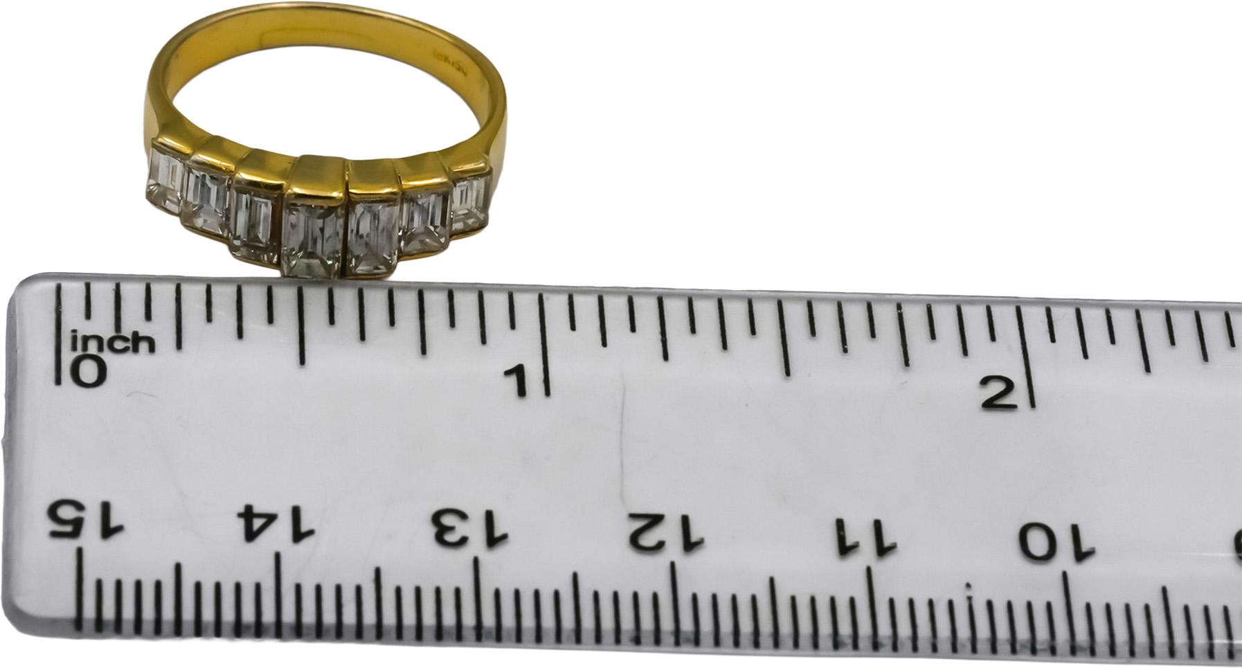 18k Yellow Gold VS Emerald Cut Diamond Band Ring 1.88CT Size 7.5