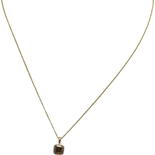 14k Yellow Gold Cushion Cut Bezel Set Diamond Solitaire Pendant Necklace 1.67CT