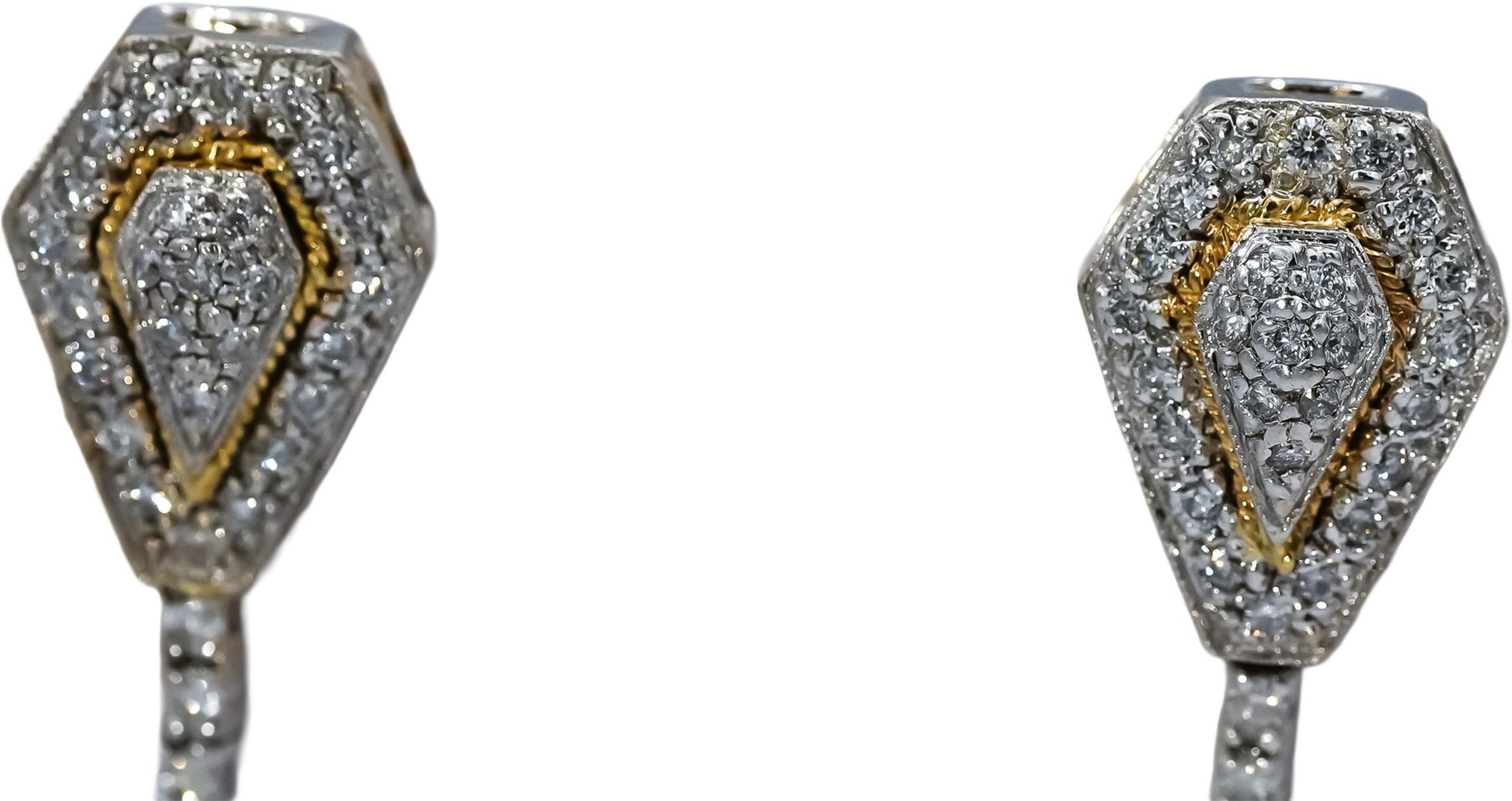 18k & 14k White and Yellow Gold Diamond Drop Dangle Earrings 1.0CT