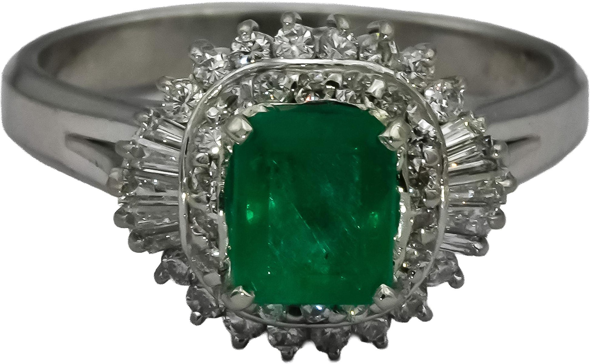 Platinum VS Diamond and Emerald Cocktail Ring 1.74CT Size 8