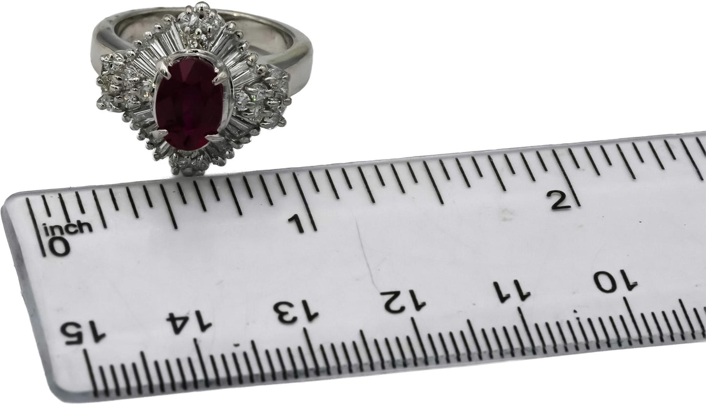 GIA Certified Platinum Ruby and VS Diamond Cocktail Ring 3.04CT Size 6.5