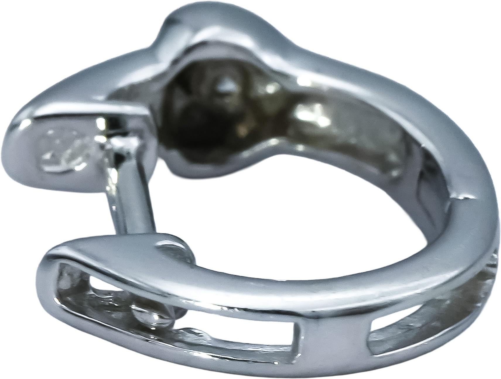 14k White Gold Hoop Huggie Earrings w/ Diamond Accents
