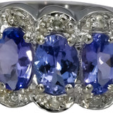 14k White Gold Oval Cut Tanzanite Ring 1.0CT Size 7 w/ Diamond Accent