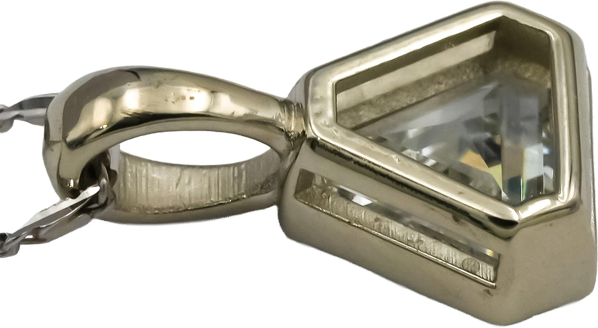GIA Certified 14k White Gold SI1/F Gold Step Trillion Diamond Necklace 1.03CT