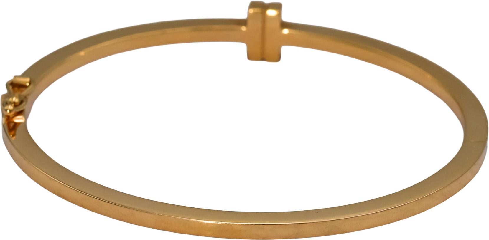 TIFFANY & CO. 18k Rose Gold VS Diamond Tiffany T Wire Bangle Bracelet .31CT