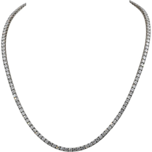 14k White Gold VS Round Lab-Grown Diamond Tennis Necklace 10.81CT