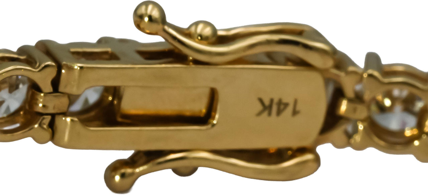 14k Yellow Gold VS Round Diamond Tennis Bracelet 8.70CT