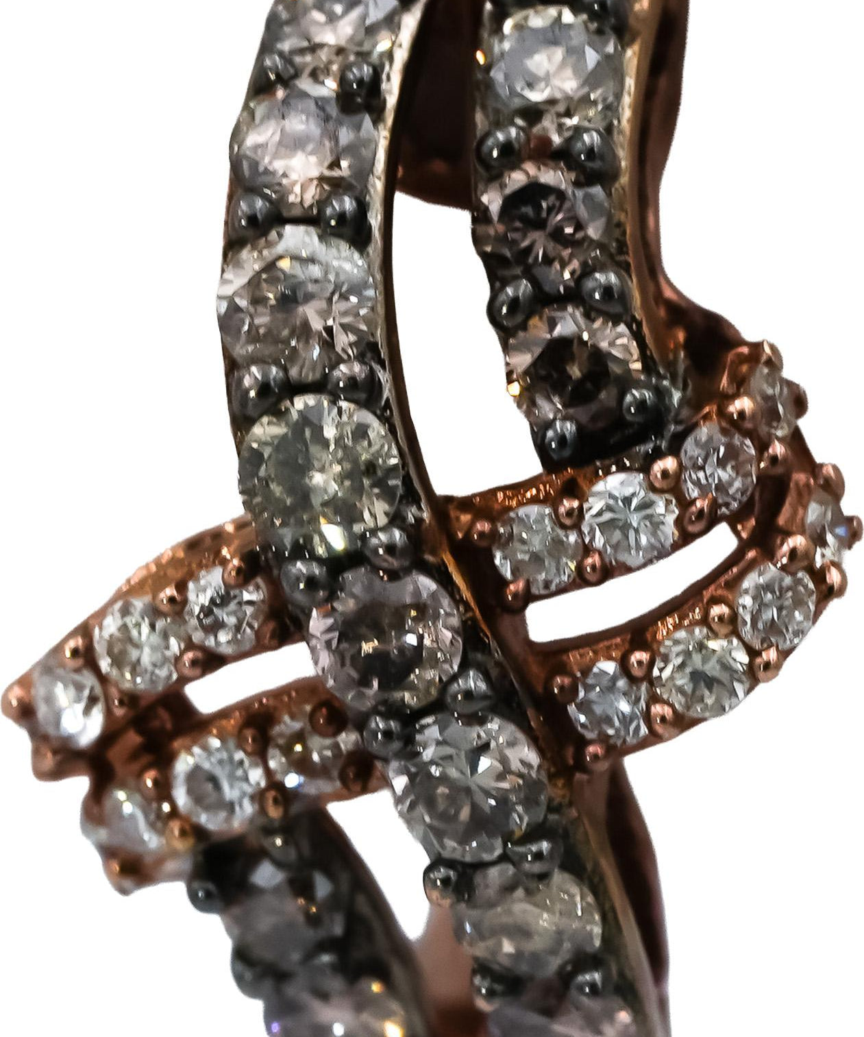 LE VIAN 14k Rose Gold Round Diamond X Crossover Earrings 1.0CT
