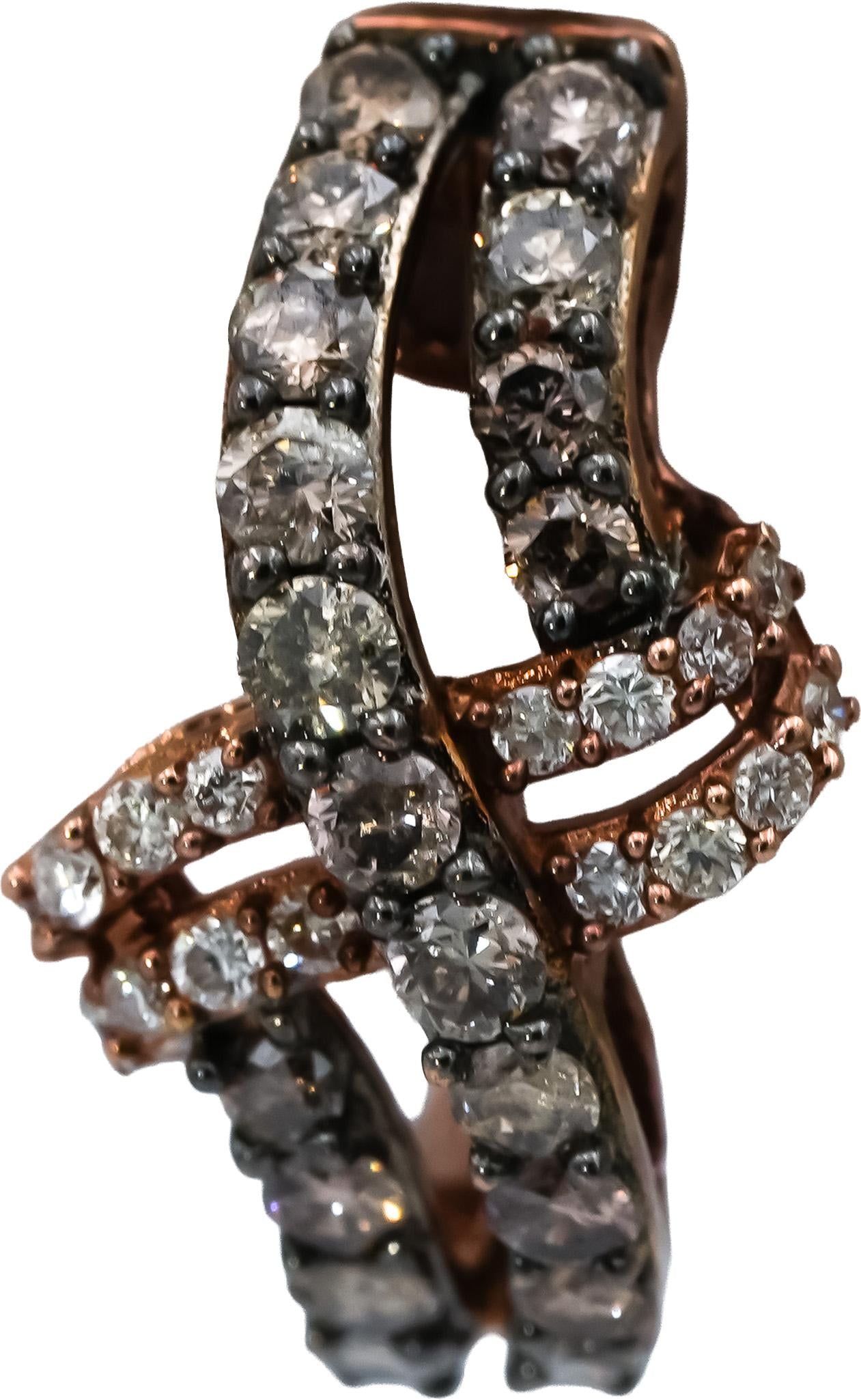 LE VIAN 14k Rose Gold Round Diamond X Crossover Earrings 1.0CT