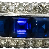 Art Deco Antique 14k White Gold Diamond & Synthetic Sapphire Ring 1.80CT Sz 8