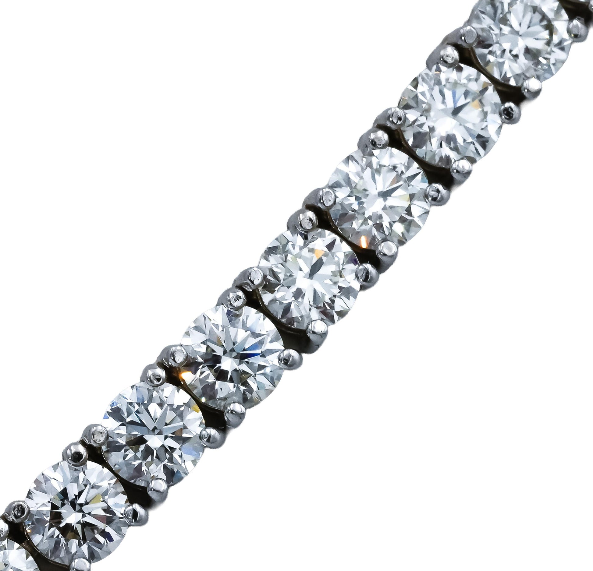 14k White Gold VS Round Diamond Tennis Necklace 30.55CT