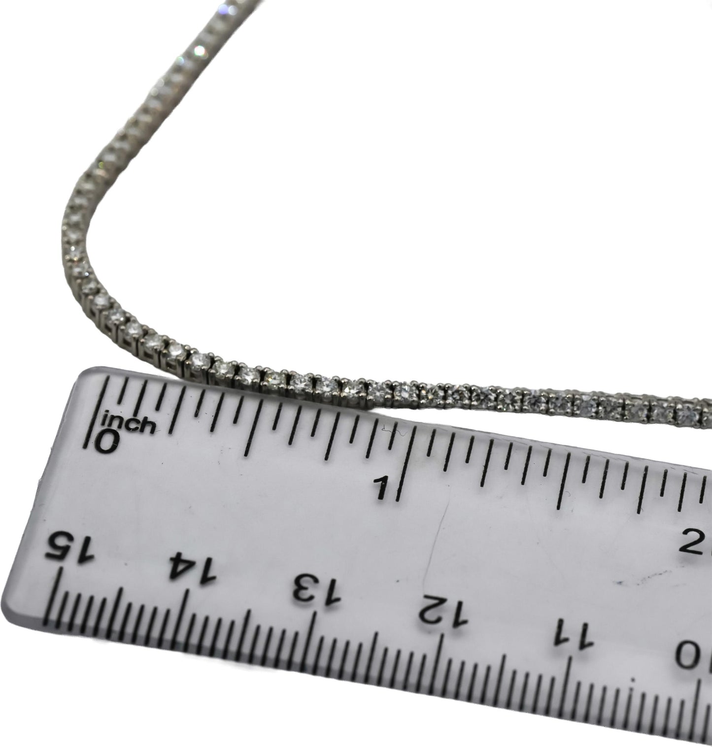 14k White Gold VS Round Diamond Tennis Necklace 5.45CT 217 Pieces