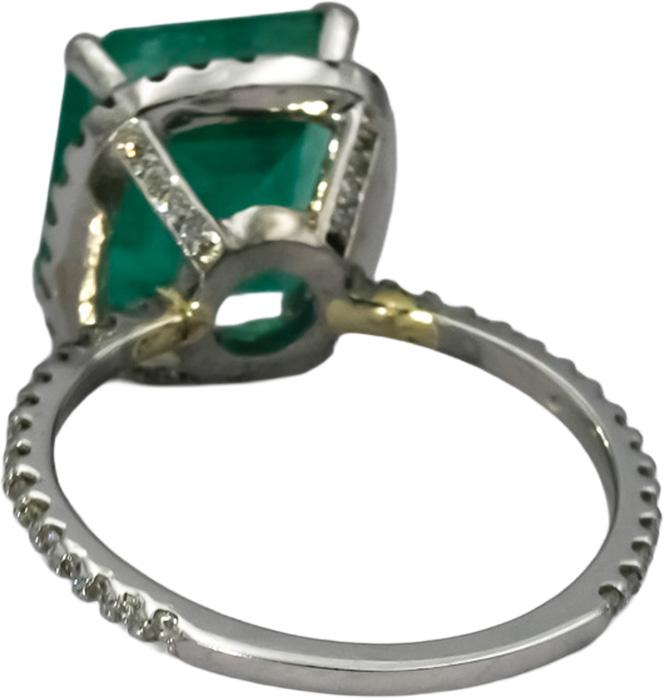 14k White Gold Diamond and Emerald Cocktail Ring 1.20CT Size 6