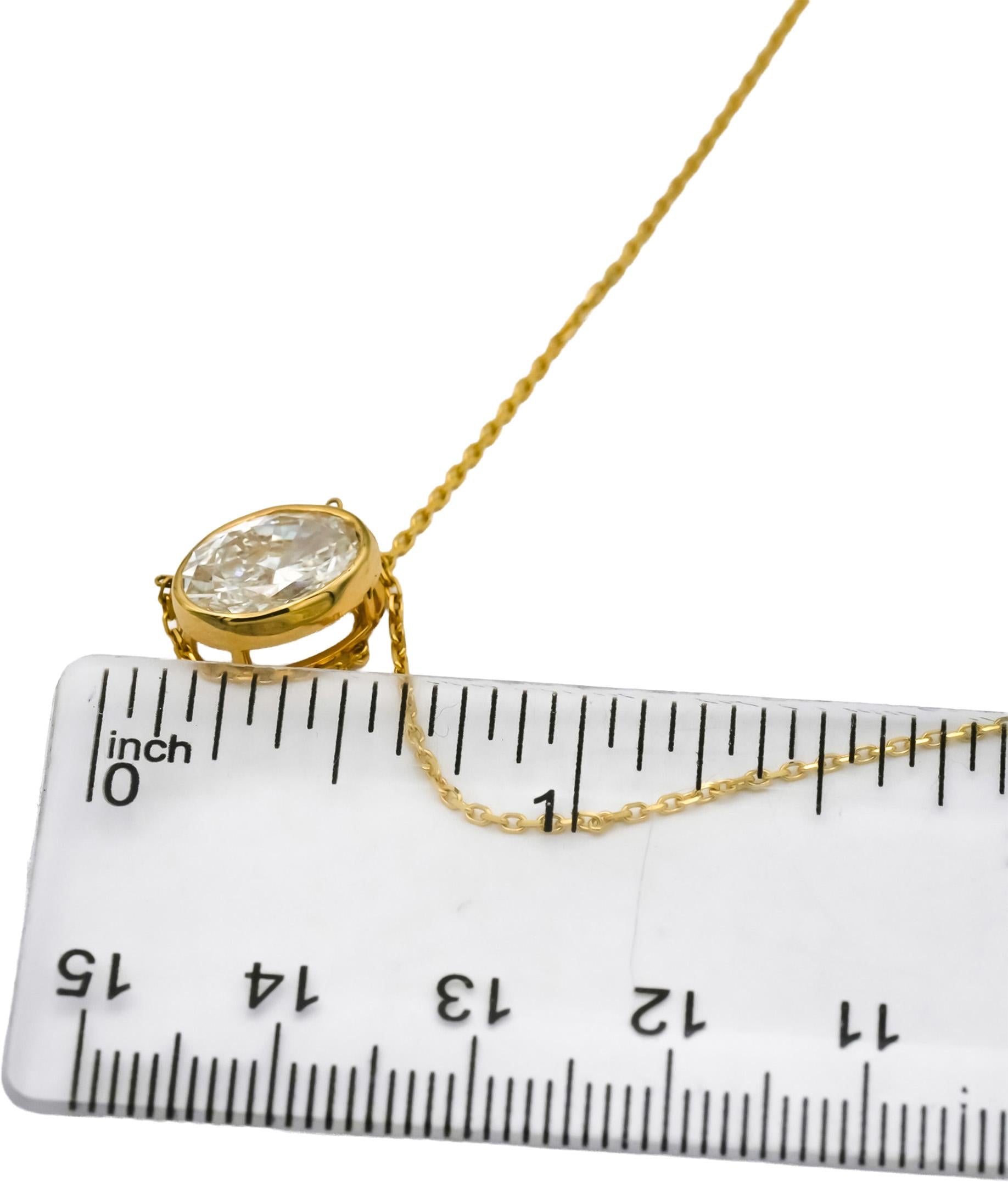 14k Yellow Gold VS Oval Cut Lab-Grown Diamond Pendant Necklace 2.23CT