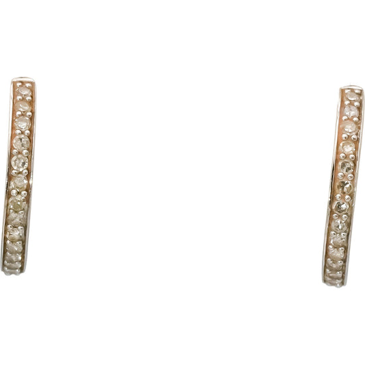14k White Gold Round Diamond Hoop Earrings 0.20CT