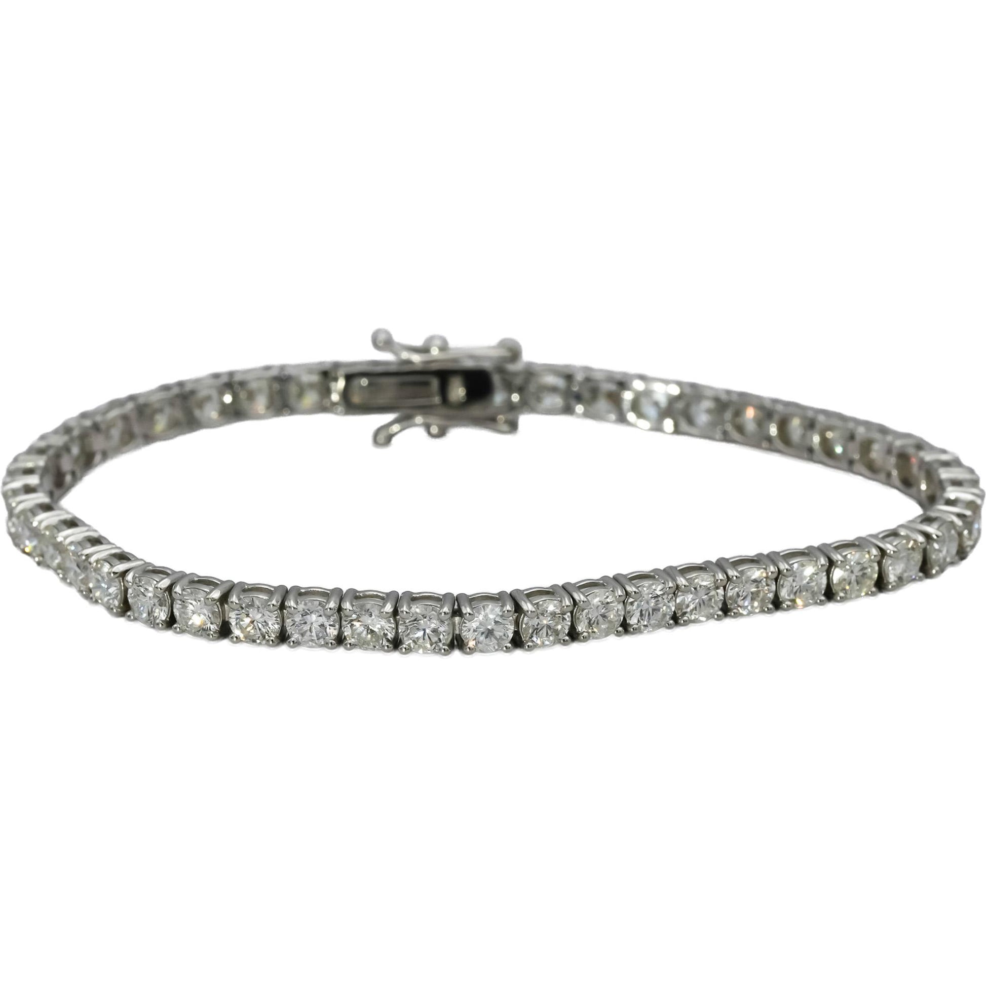 18k White Gold VS Round Natural Diamond Tennis Bracelet 7.0CT