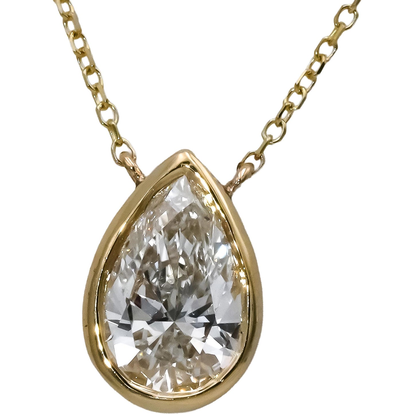 14k Yellow Gold VS Pear Cut Lab-Grown Diamond Pendant Necklace 1.03CT