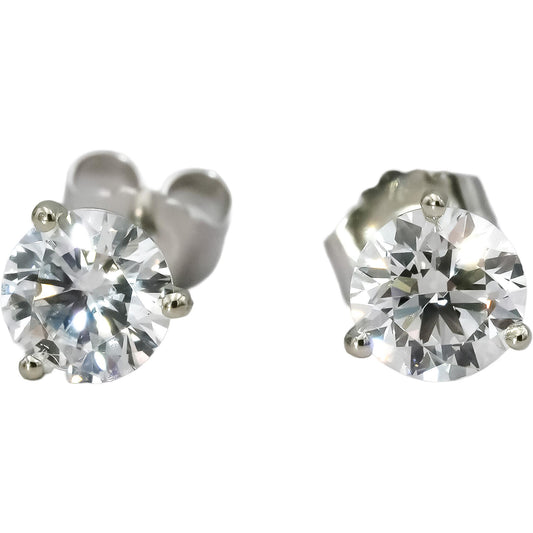 14k White Gold VS Round Lab-Grown Diamond Stud Earrings 1.14CT