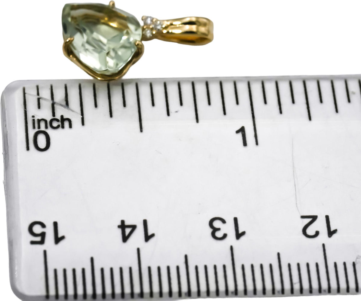 18k Yellow Gold Fancy Cut Aquamarine Pendant 1.50CT w/ Diamond Accents