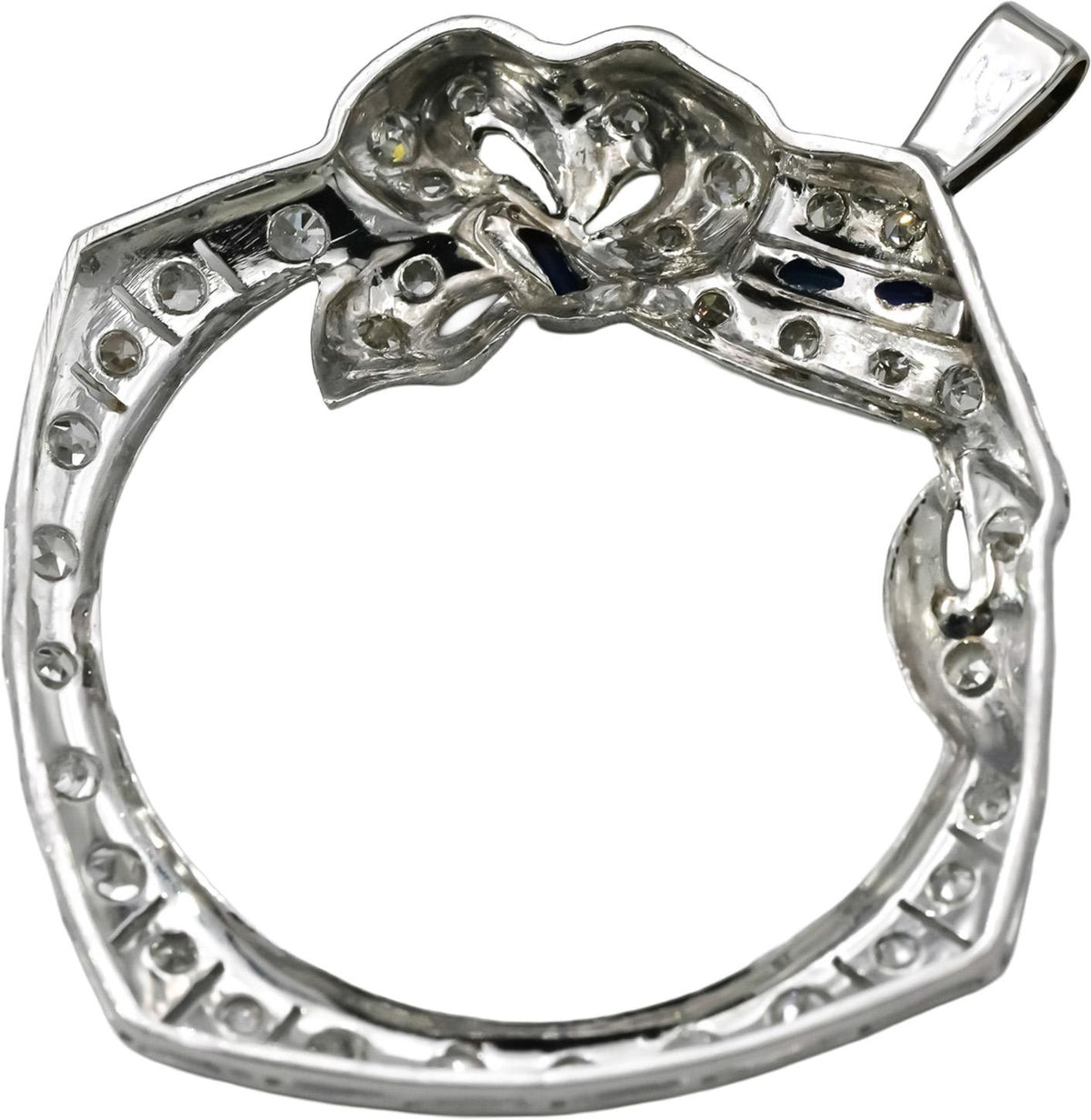 Vintage Antique Deco Platinum Diamond and Pendant 0.60CT w/ Sapphire Accents