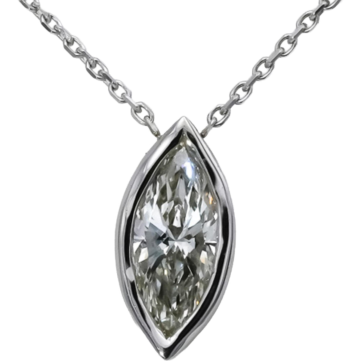IGI 14k White Gold VS1/F Marquise Cut Lab-Grown Diamond Pendant Necklace 1.38CT