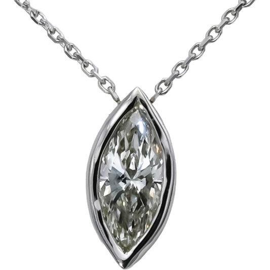 IGI 14k White Gold VS1/F Marquise Cut Lab-Grown Diamond Pendant Necklace 1.38CT
