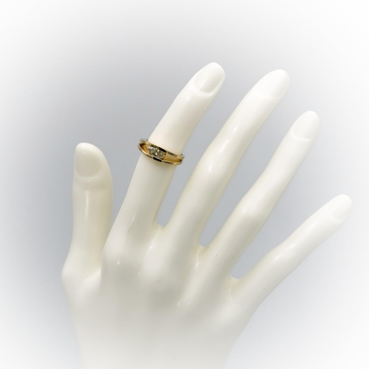 14k Yellow Gold VS Marquise Tension Set Solitaire Band Ring 0.40CT Size 4