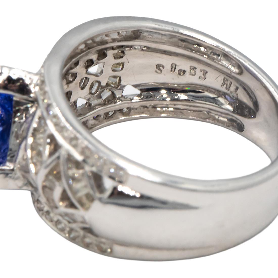 KALATI 18k White Gold 2.28CT Diamond and Tanzanite Ring Size 6.25
