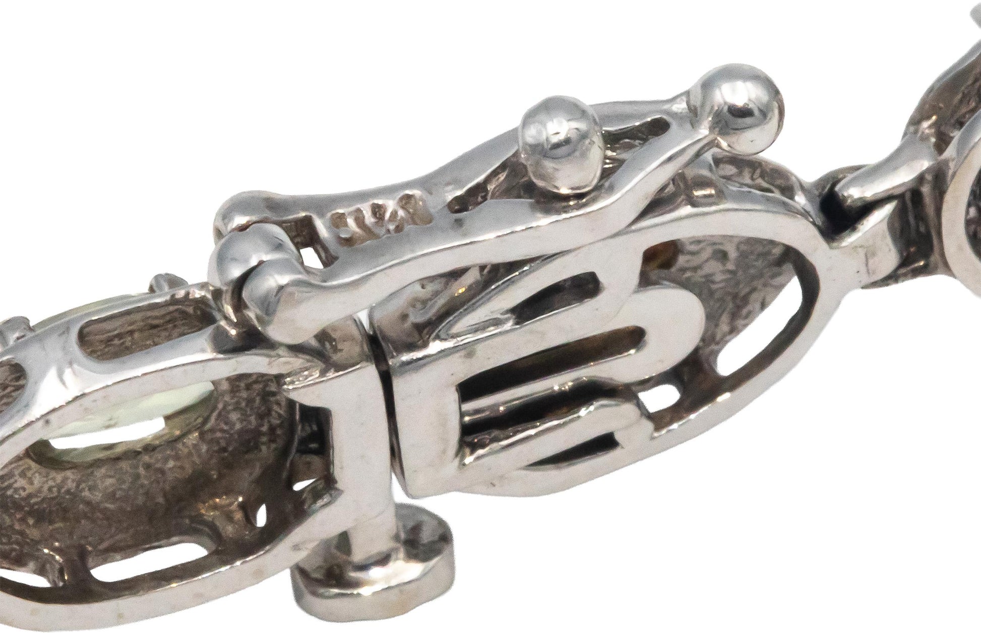 14k White Gold Oval Cut Rainbow Sapphire Fancy Link Bracelet 4.0CT