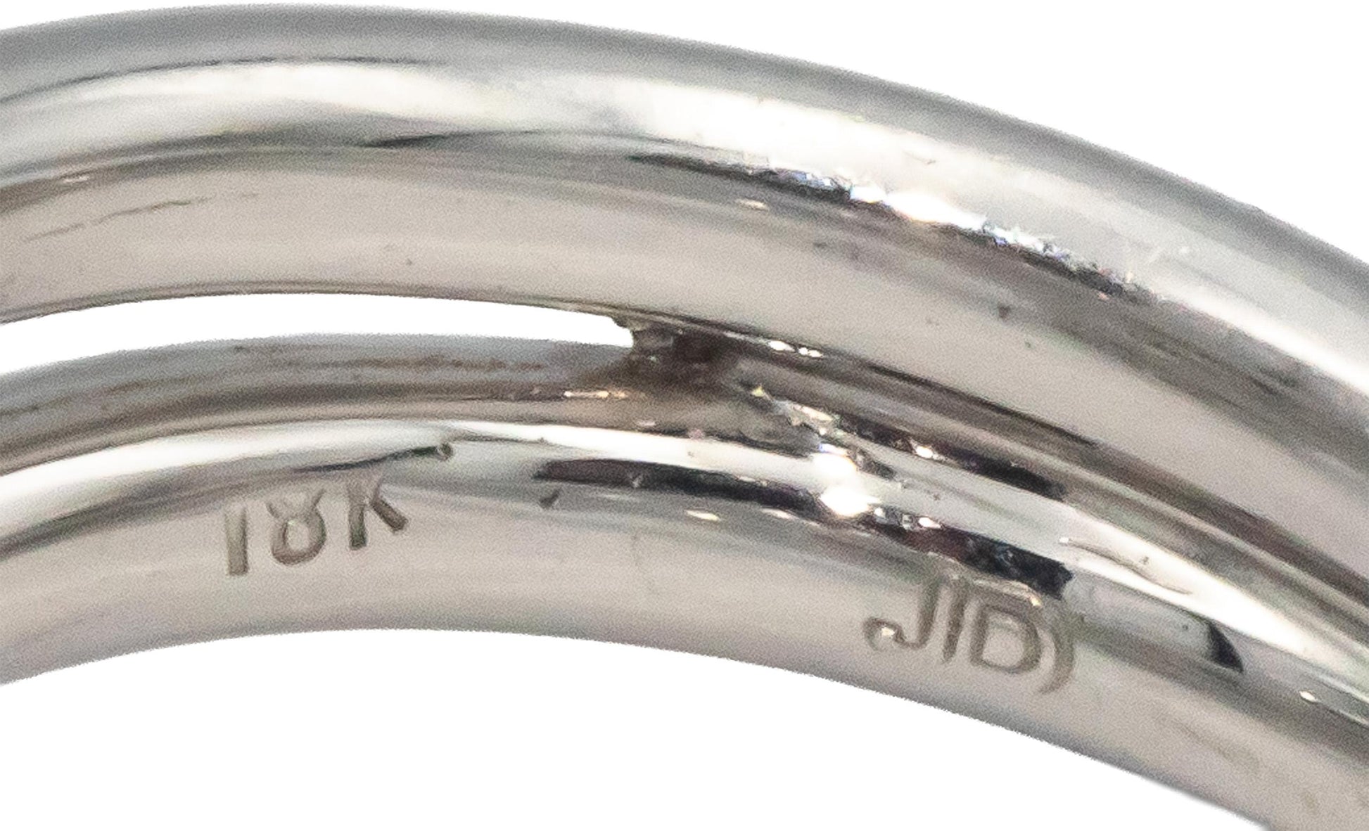 18K White Gold White & Black Diamond Split Bamboo Design Ring 9.09 Grams