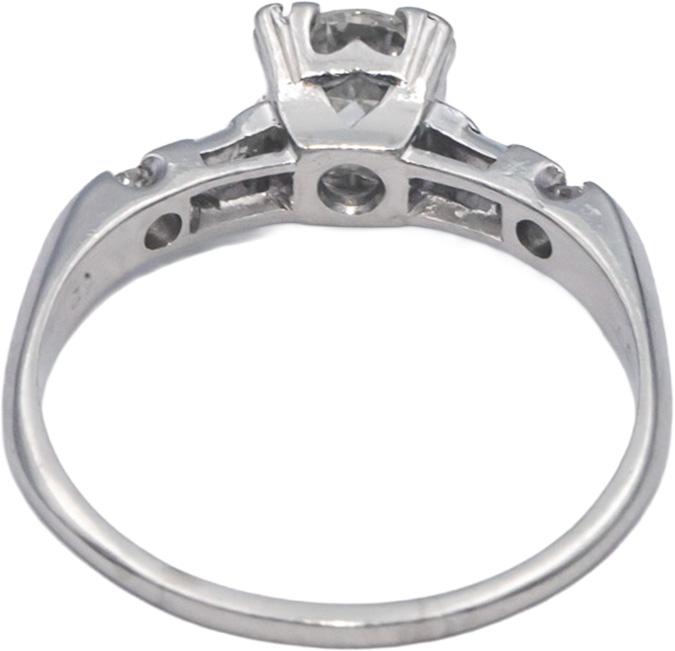 Vintage Antique Platinum 0.60CT Diamond Ring Size 7 w/ .55CT Old Euro Cut Center