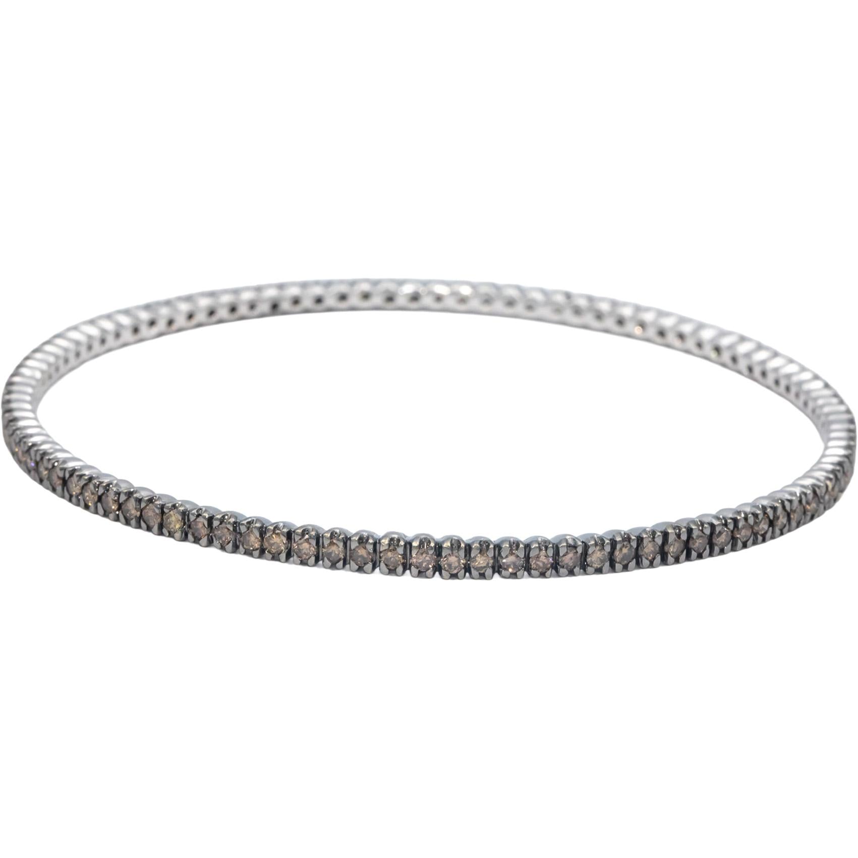 18k White Gold 3.0CT VS Round Cut White and Brown Diamond Bangle Bracelet