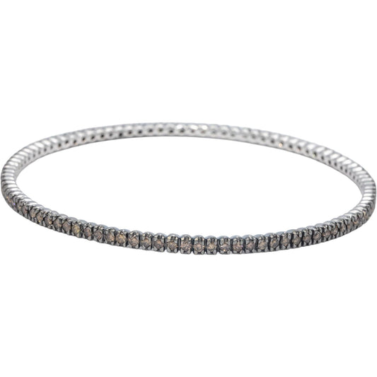 18k White Gold 3.0CT VS Round Cut White and Brown Diamond Bangle Bracelet