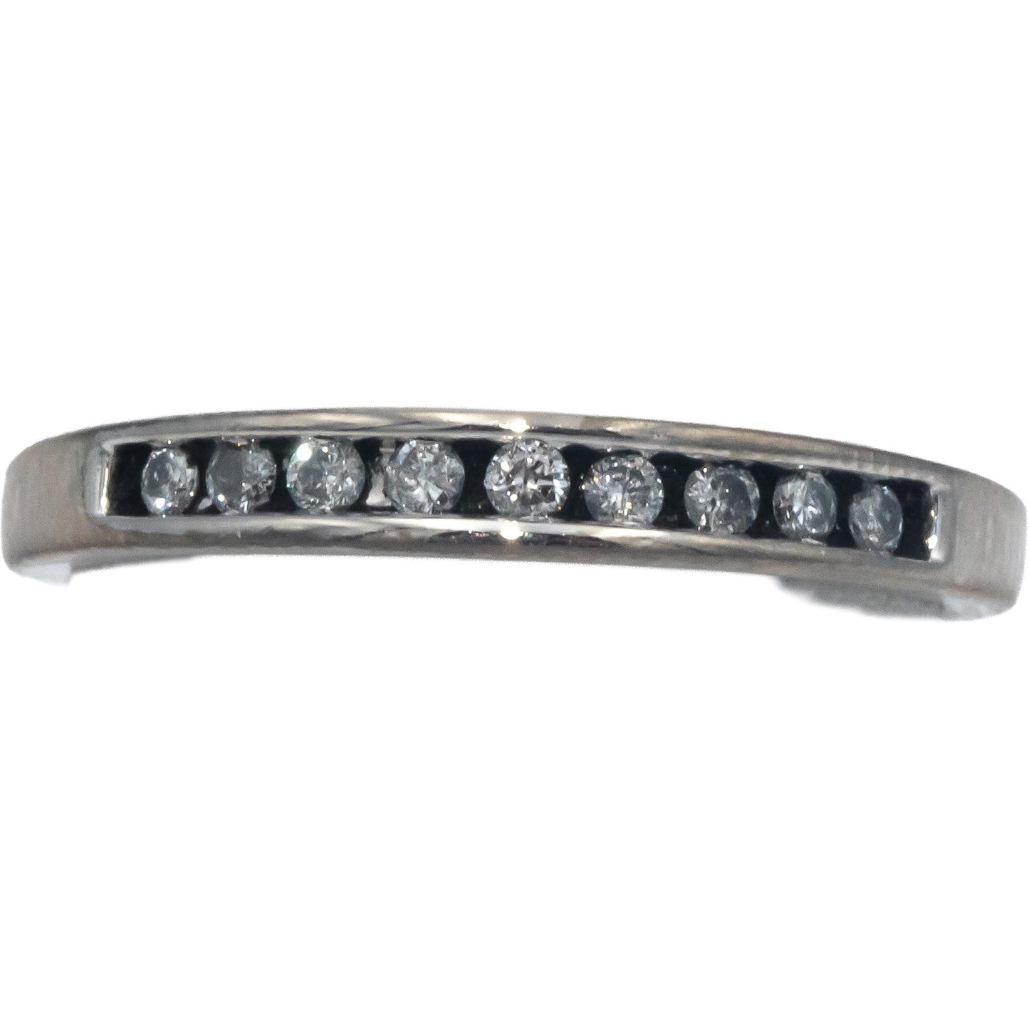 14k White Gold Round Channel Set Diamond Band Ring 0.16CT Size 8.5