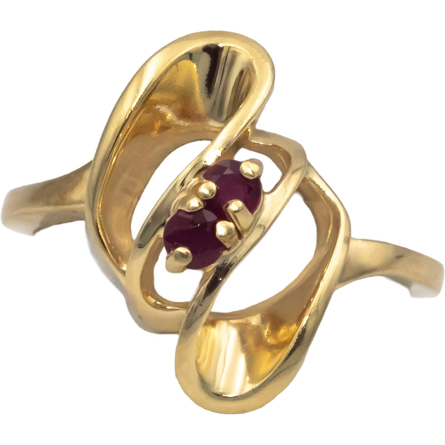 14k Yellow Gold Jewelry Round Cut Ruby Cocktail Ring 0.10CT Size 6.75