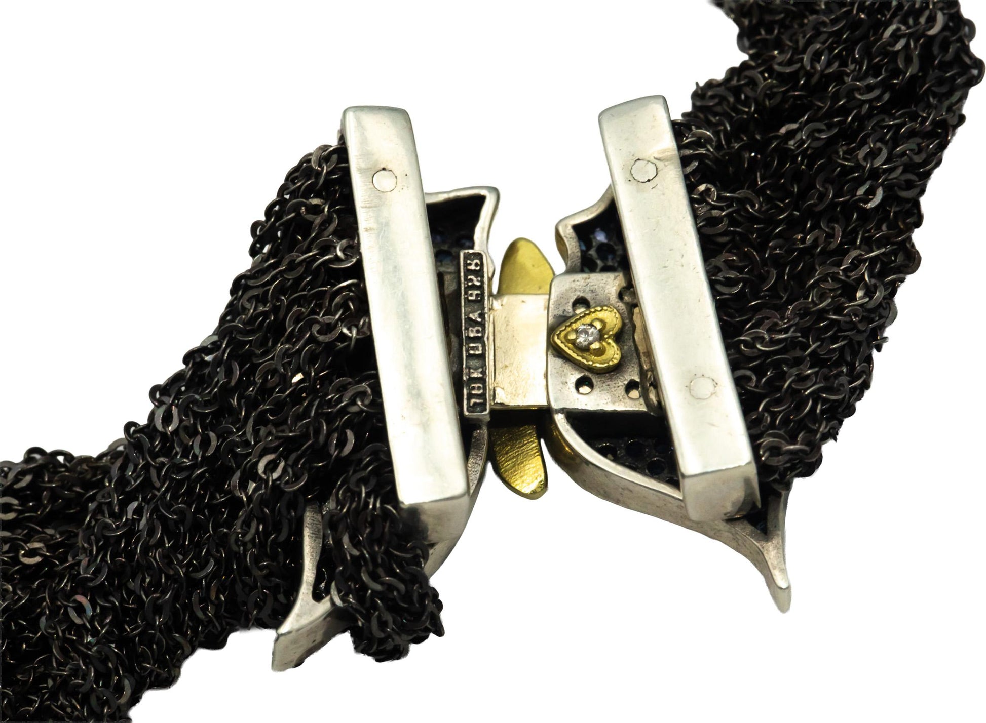 STAMBOLIAN 18k Gold Sterling Silver 2.50CT Sapphire Butterfly Chain Necklace