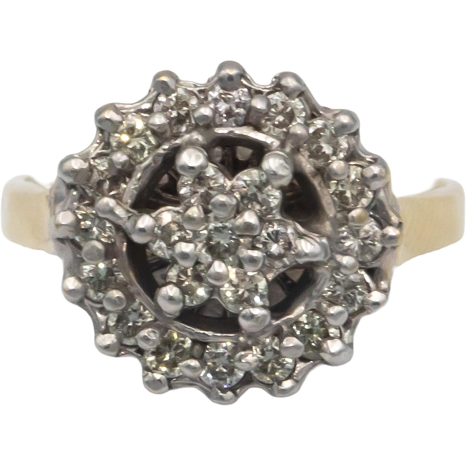 14k Yellow and White Gold 0.65CT Round Cut Diamond Ring Size 6.75