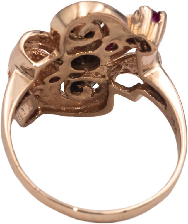 Vintage Retro 14k Rose Gold 0.55CT Diamond & Ruby Ring Size 9.75
