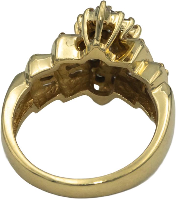 14k Yellow Gold Jewelry 0.50CT Round and Baguette Diamond Cocktail Ring Size 7