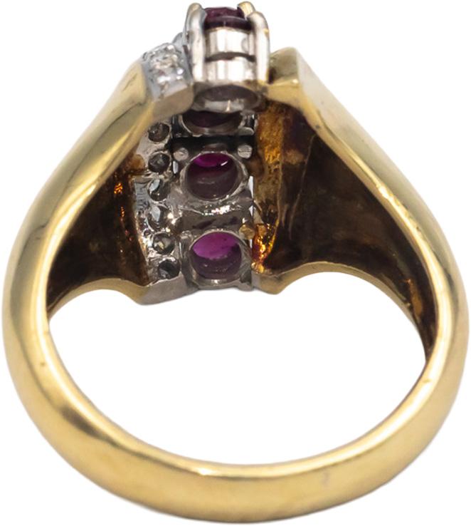 14k Yellow Gold 1.0CT Diamond and Ruby Cocktail Ring Size 7